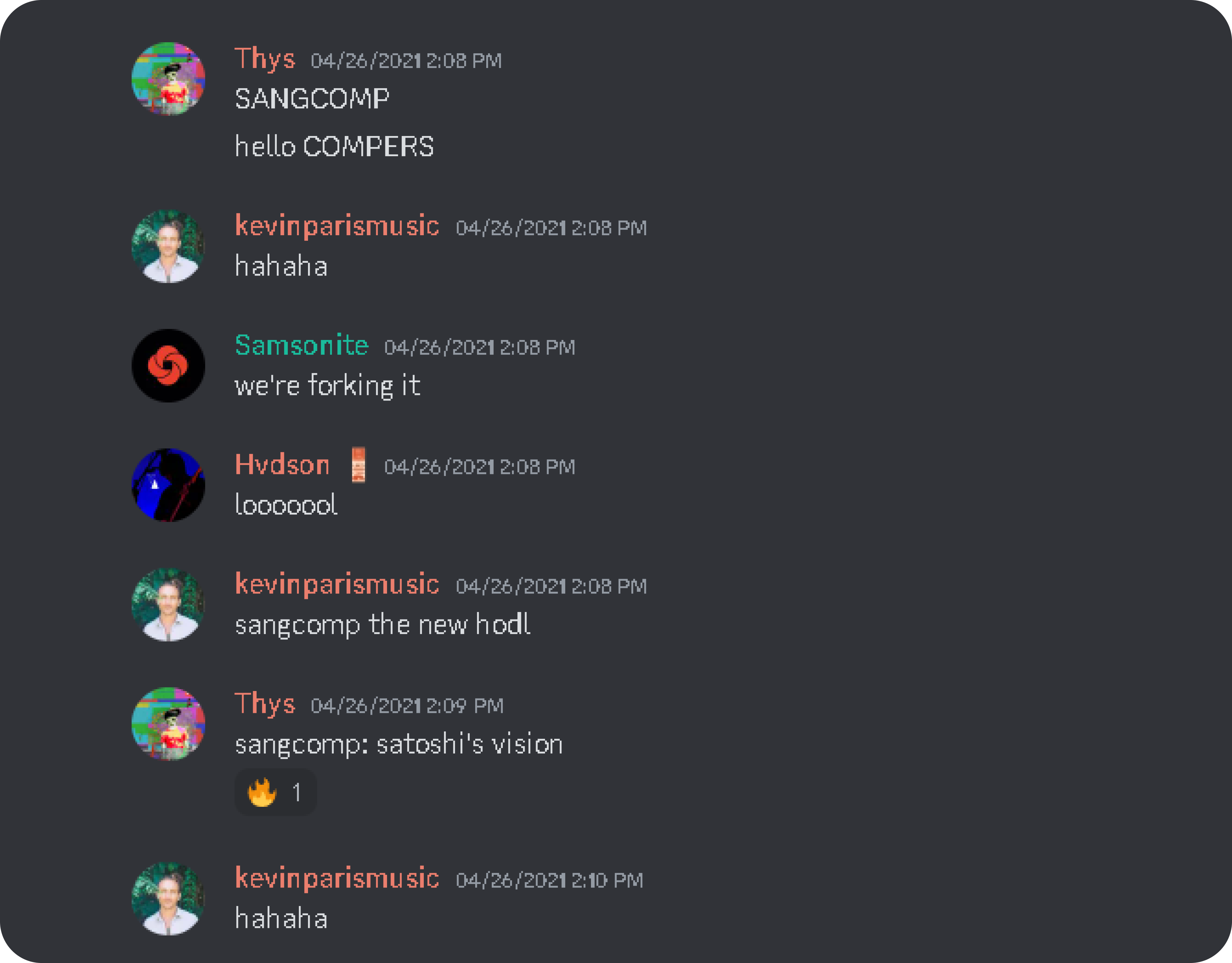 Genesis banter on the early Songcamp discord.