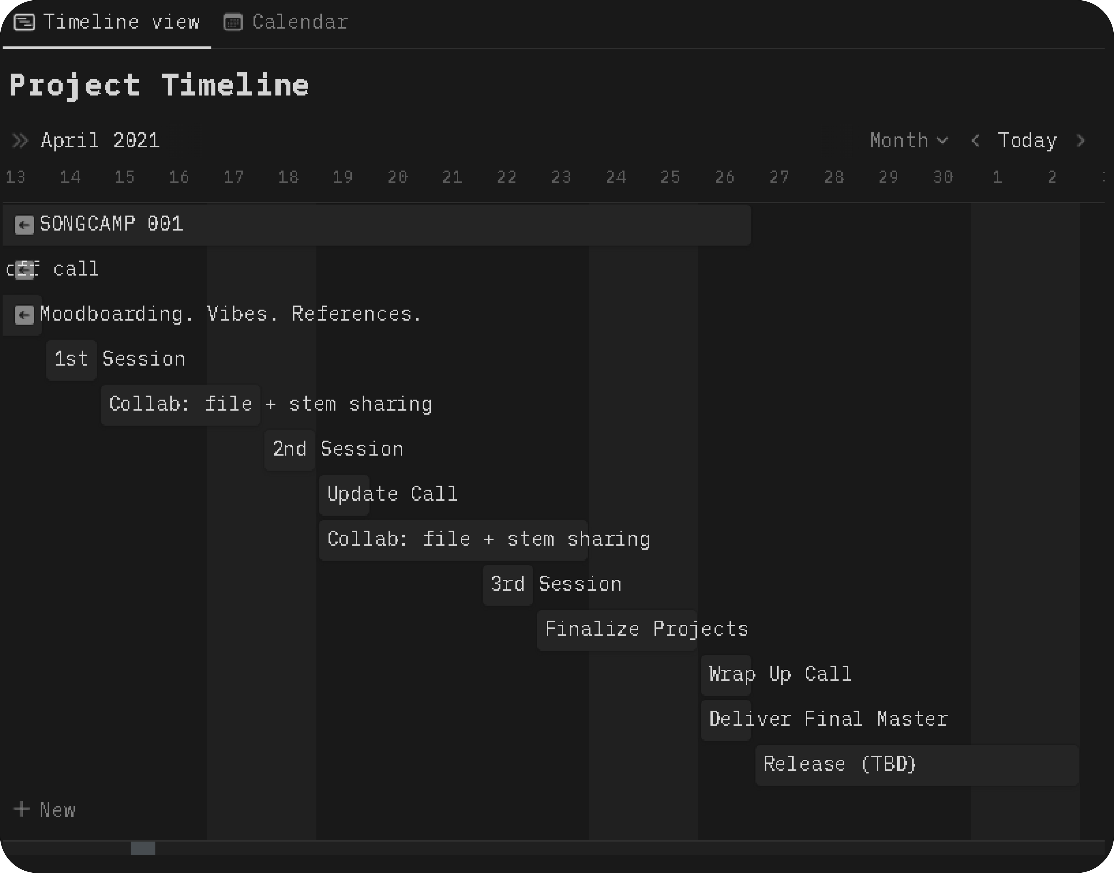 Genesis timeline planning via Mark Redito's dashboard.
